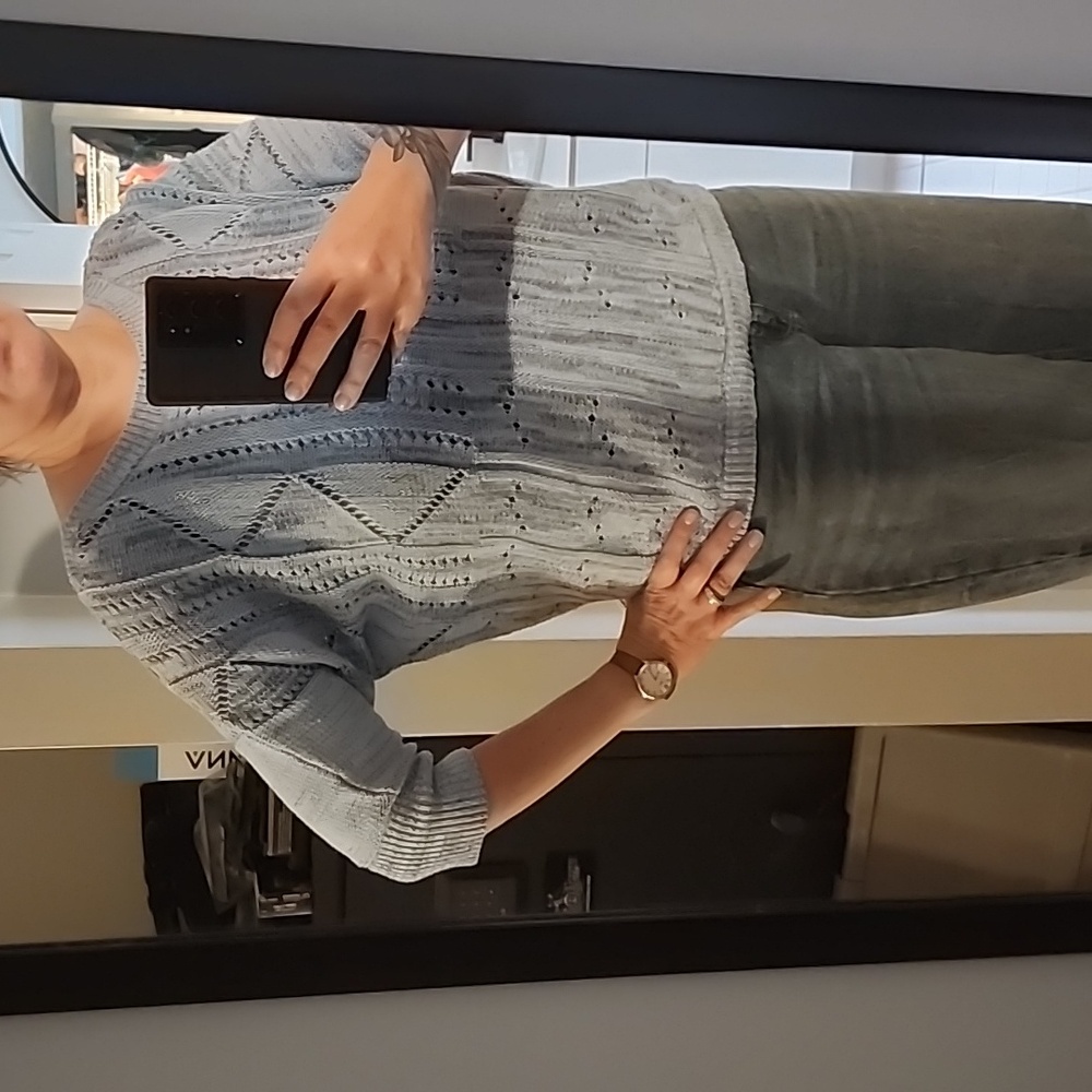 Vintage Blue Women's Cotton Knit Sweater - Picture 2 of 6